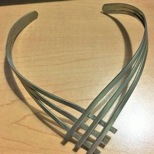 Vintage Silver ware V Shape Chevron Choker 41/2" x